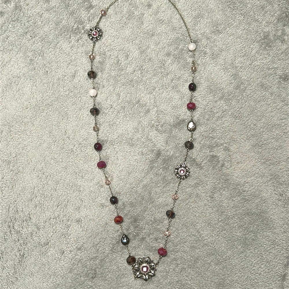 Long Beaded Necklace w/ Medallions